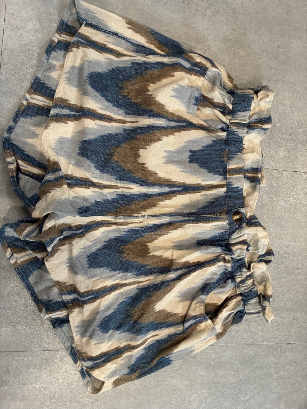 Women’s Ikat Print Shorts in Blue, Brown & Cream